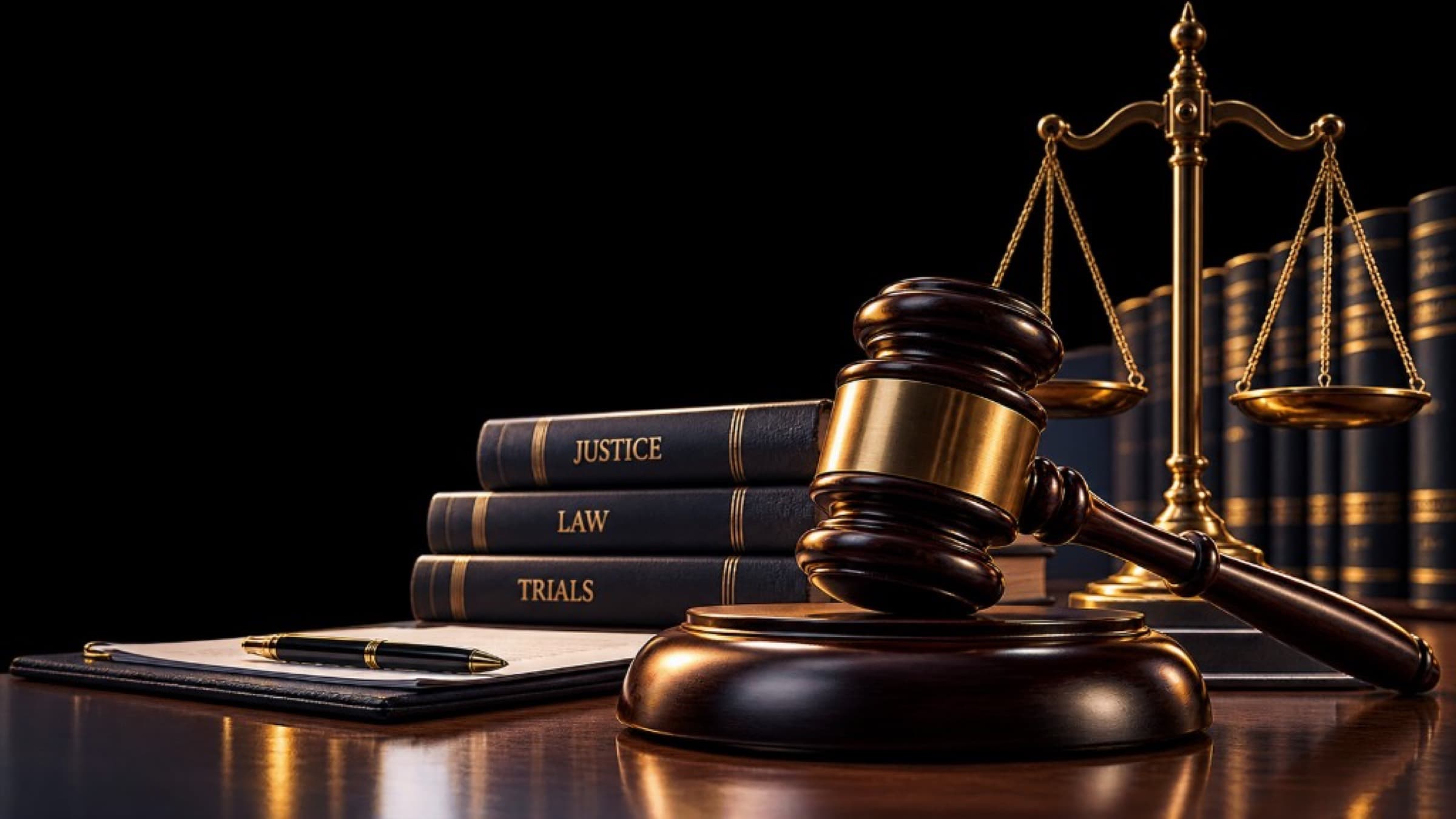 Gavel, scales, and law books
