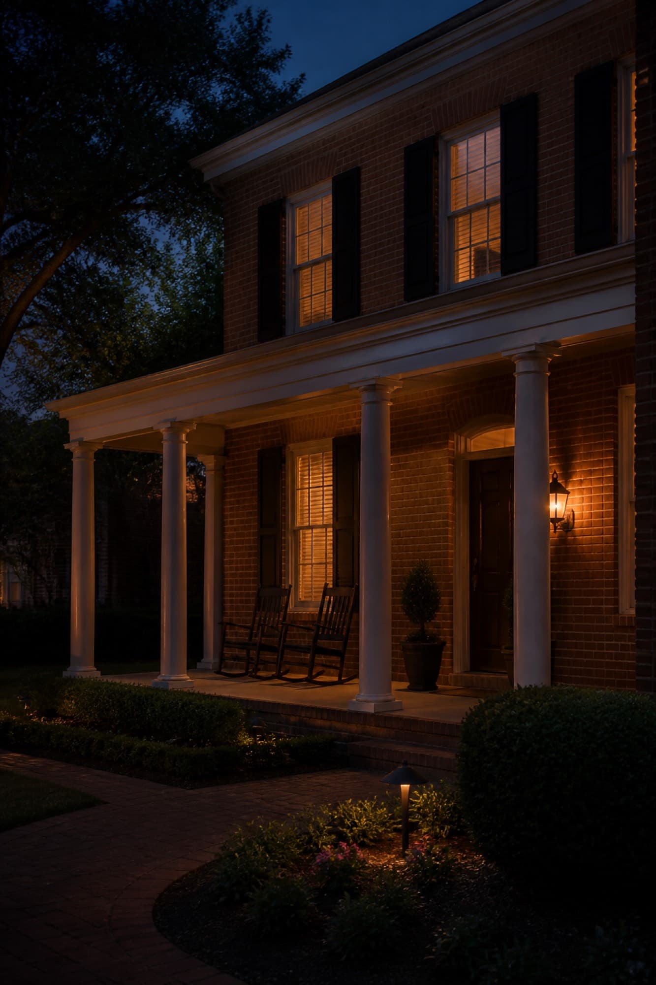 Houston residence at dusk